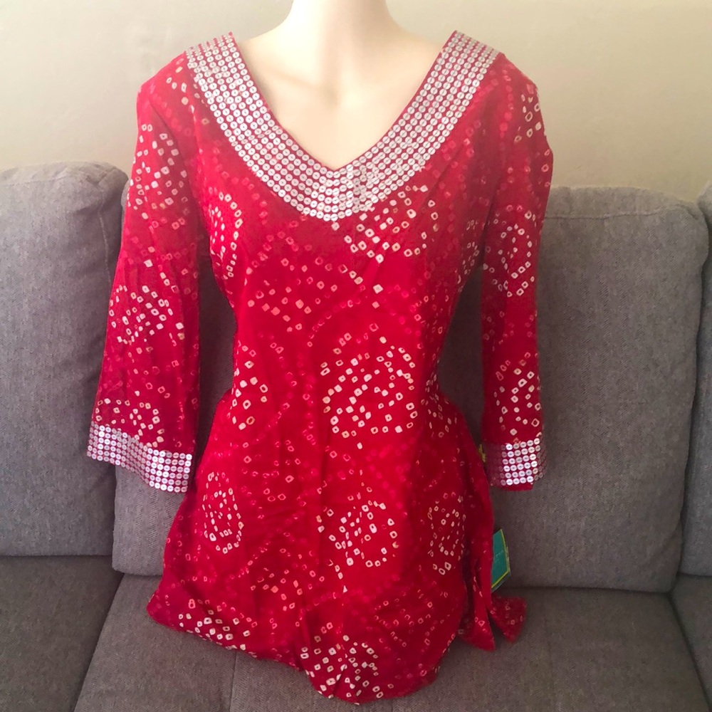 NWT Calypso St Barth for Target 🎯 Women’s Red Bohemian Tunic Top ✨ Medium ✨ $48